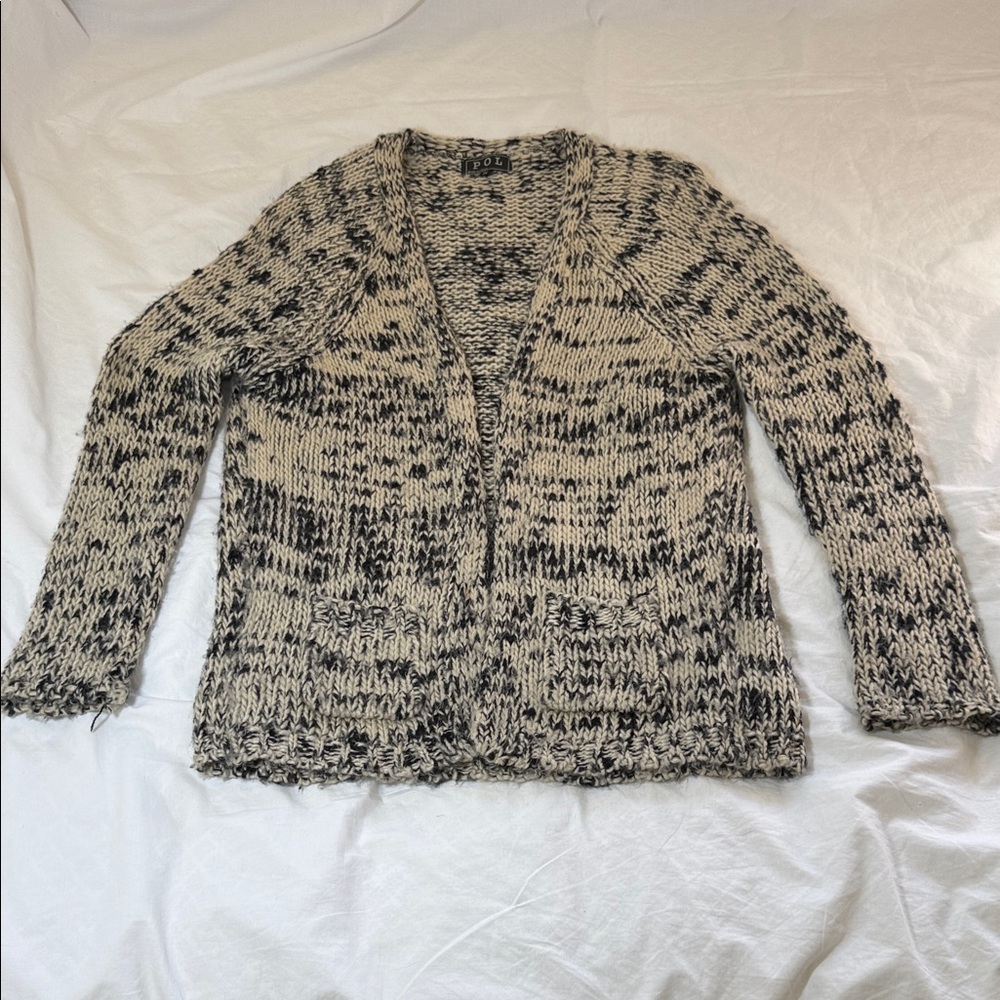 POL Black and Cream Knit Cardigan